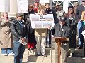 Gary Grant of Tillery speaking on the steps of the county courthouse