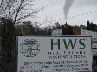 BMWNC medical waste incinerator, owned by Healthcare Waste Solutions, located in Matthews, Mecklenburg County, NC